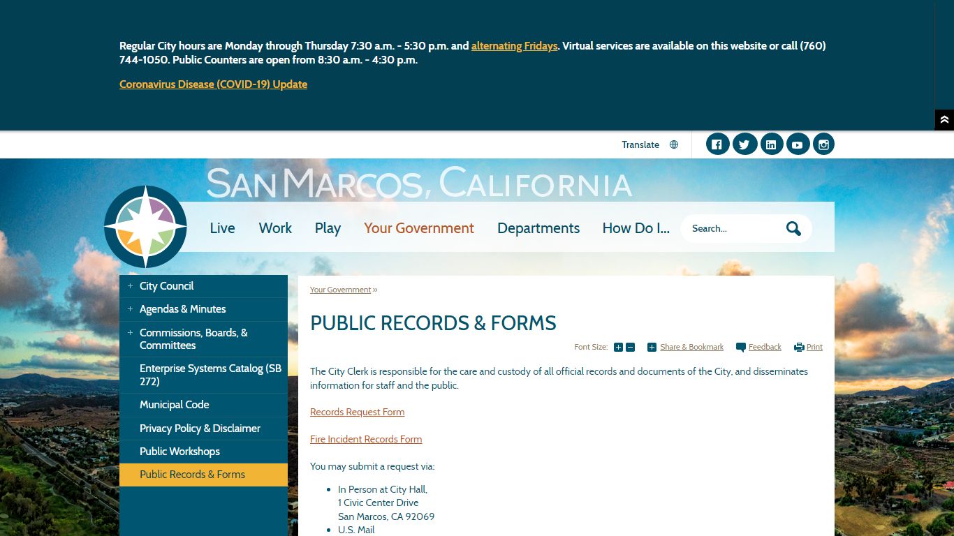 Public Records & Forms | San Marcos, CA